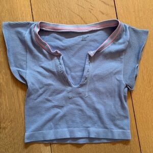 UO Out from Under For Gold seamless ribbed crop top in blue